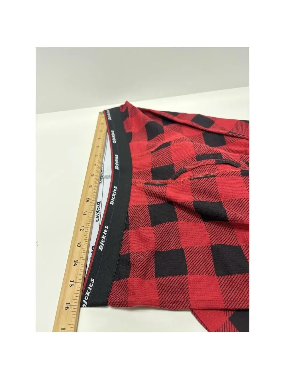 Mens Dickies Long Johns PJs Red & Black Plaid Pattern 41” Long Size Large, New!